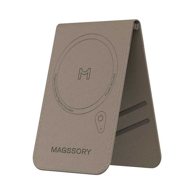 Картхолдер Magssory Geotag Magnetic Flip Wallet, Latte на белом фоне Nice Case