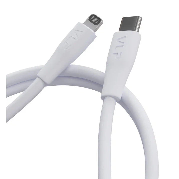 Кабель VLP LITE Color Line [USB-C - Lightning] 27W 100см, Белый (2072004) на белом фоне Nice Case