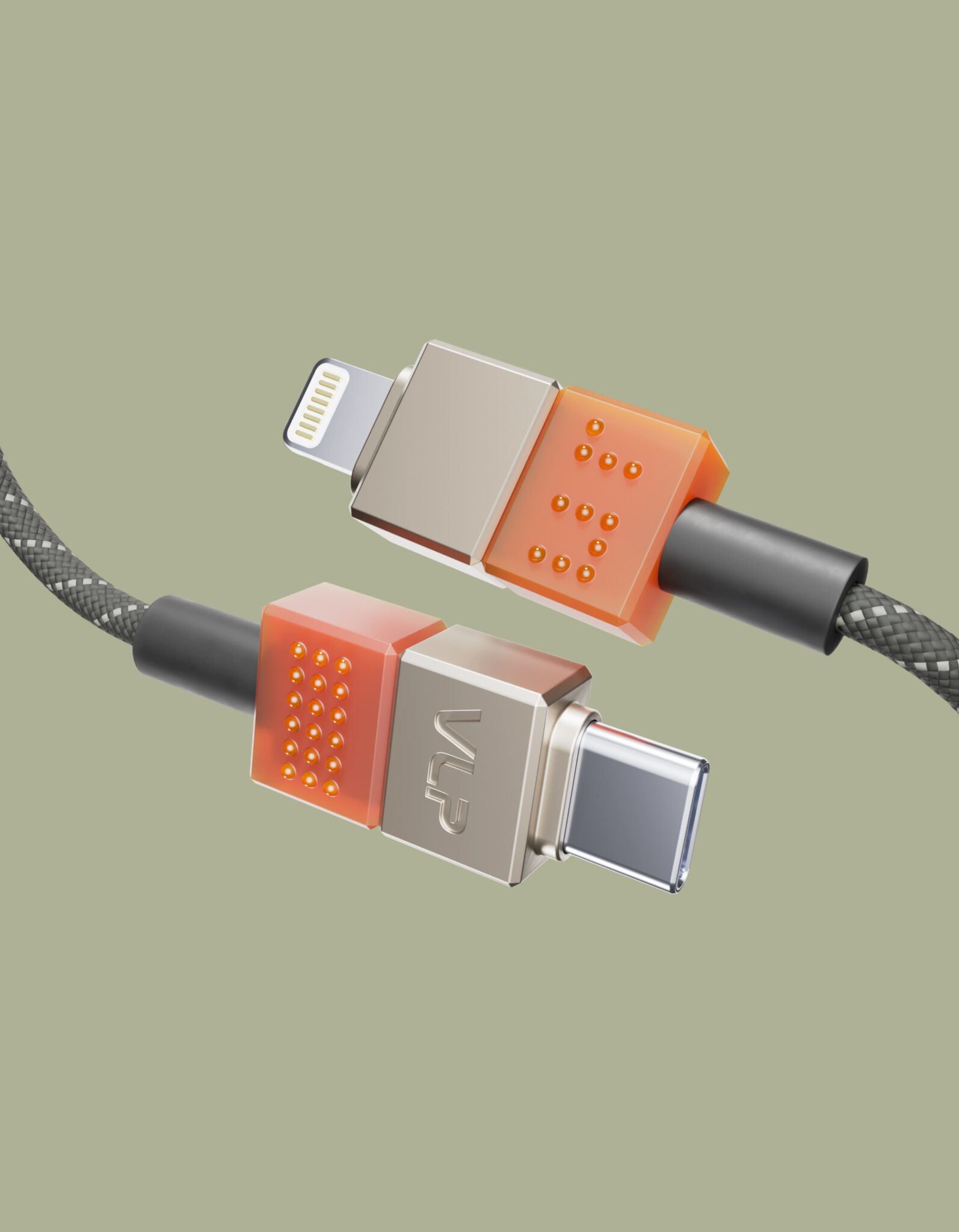 Кабель VLP NEO [USB-C - Lightning] 27W 150см, Amber gray (1037002) на белом фоне Nice Case