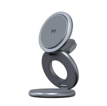 Беспроводное зарядное устройство Magssory Disc Pro Signature Edition 3 in 1 для Apple, Titanium на фоне в магазине Nice case