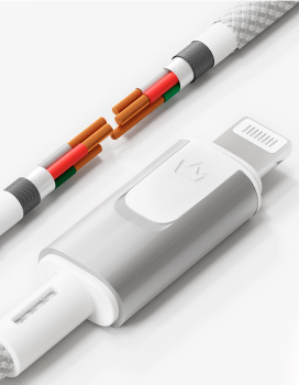 Кабель VLP Force Line [USB-C + Lightning] 120см 30W, Белый (1036002) на фоне в магазине Nice case