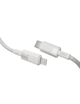 Кабель VLP Force Line [USB-C + Lightning] 120см 30W, Белый (1036002) на фоне в магазине Nice case